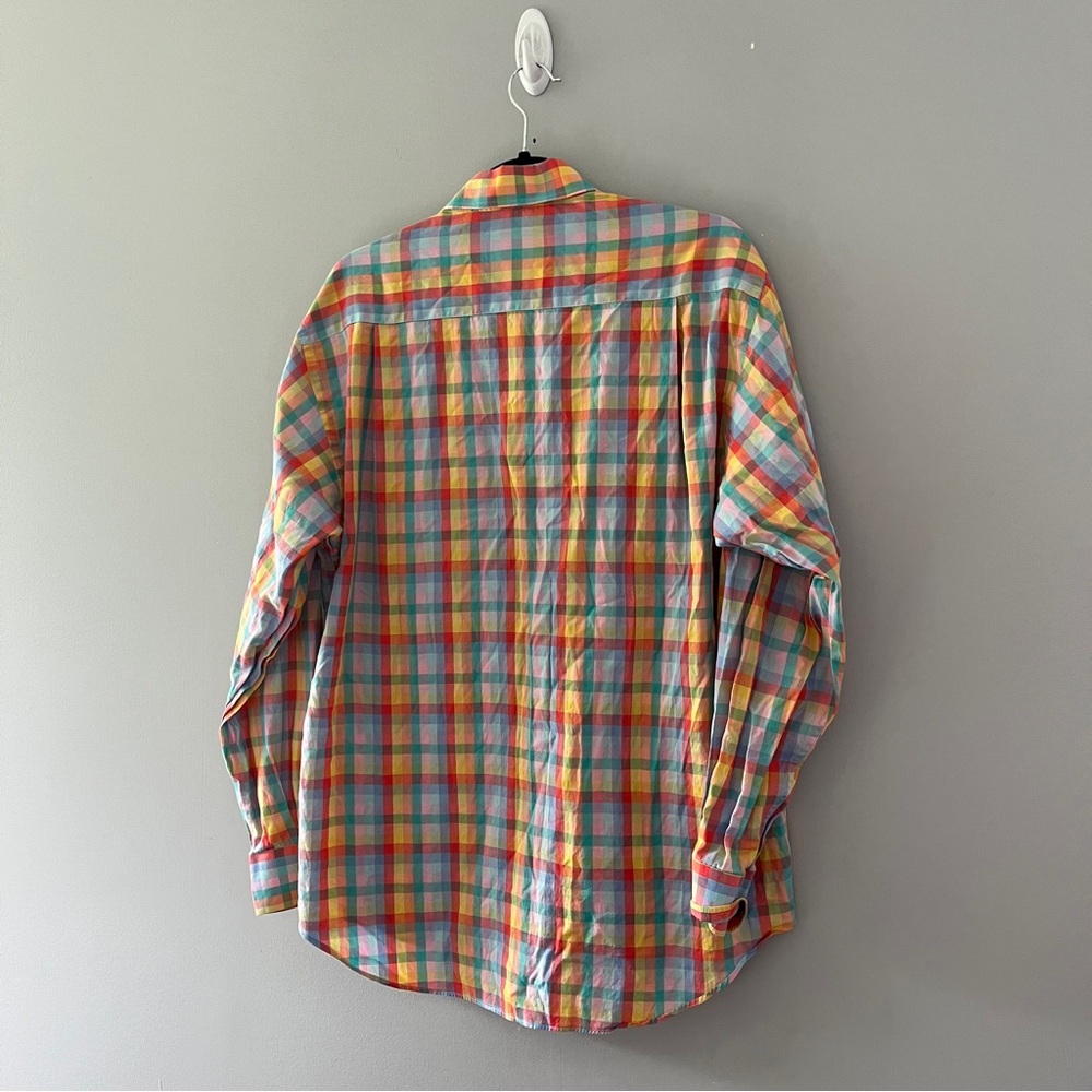 Paul Stuart Multicolor Rainbow Plaid Button Up Co… - image 3